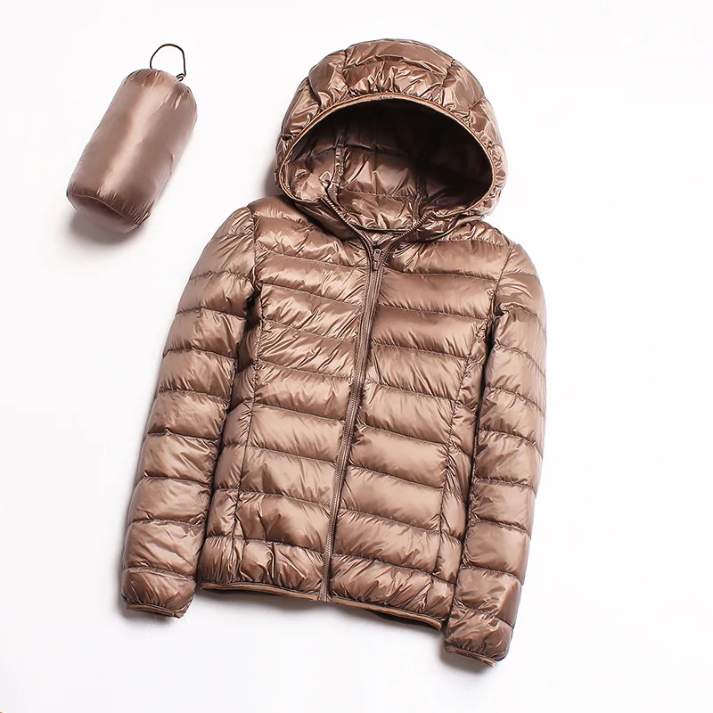 Autumn Winter Women Ultralight Thin Down Jacket White Duck Down Hooded Jackets Short Coat Warm Parka Female Portable Outwear