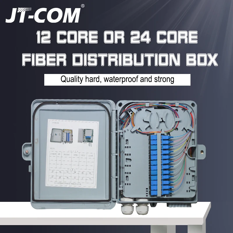 24 Core Fiber Terminal Box FTTH SC UPC 12 Core Fiber Optic Distribution Box full with single mode SC Fiber Optic Connector