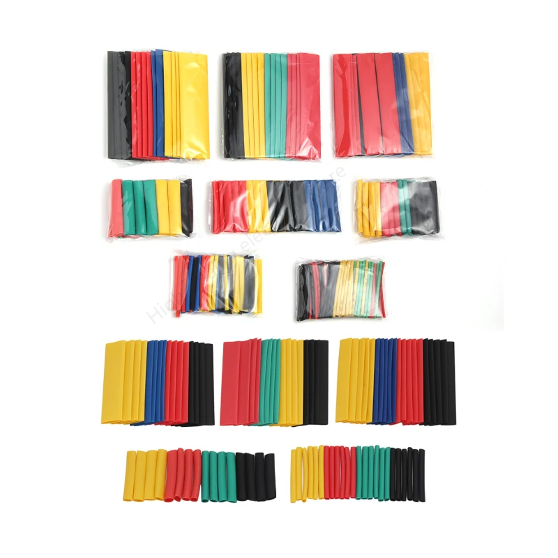 328Pcs/set Sleeving Wrap Wire Car Electrical Shrinkable Cable Tube kits Heat Shrink Tube Tubing Polyolefin 8 Sizes Mixed Color