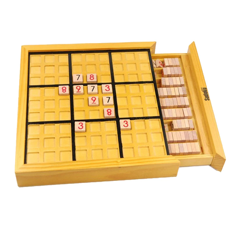 Children Wooden Sudoku Puzzles Chess International Checkers Folding Board Game Toy Learning Education Toy Gift Kids 6Y+