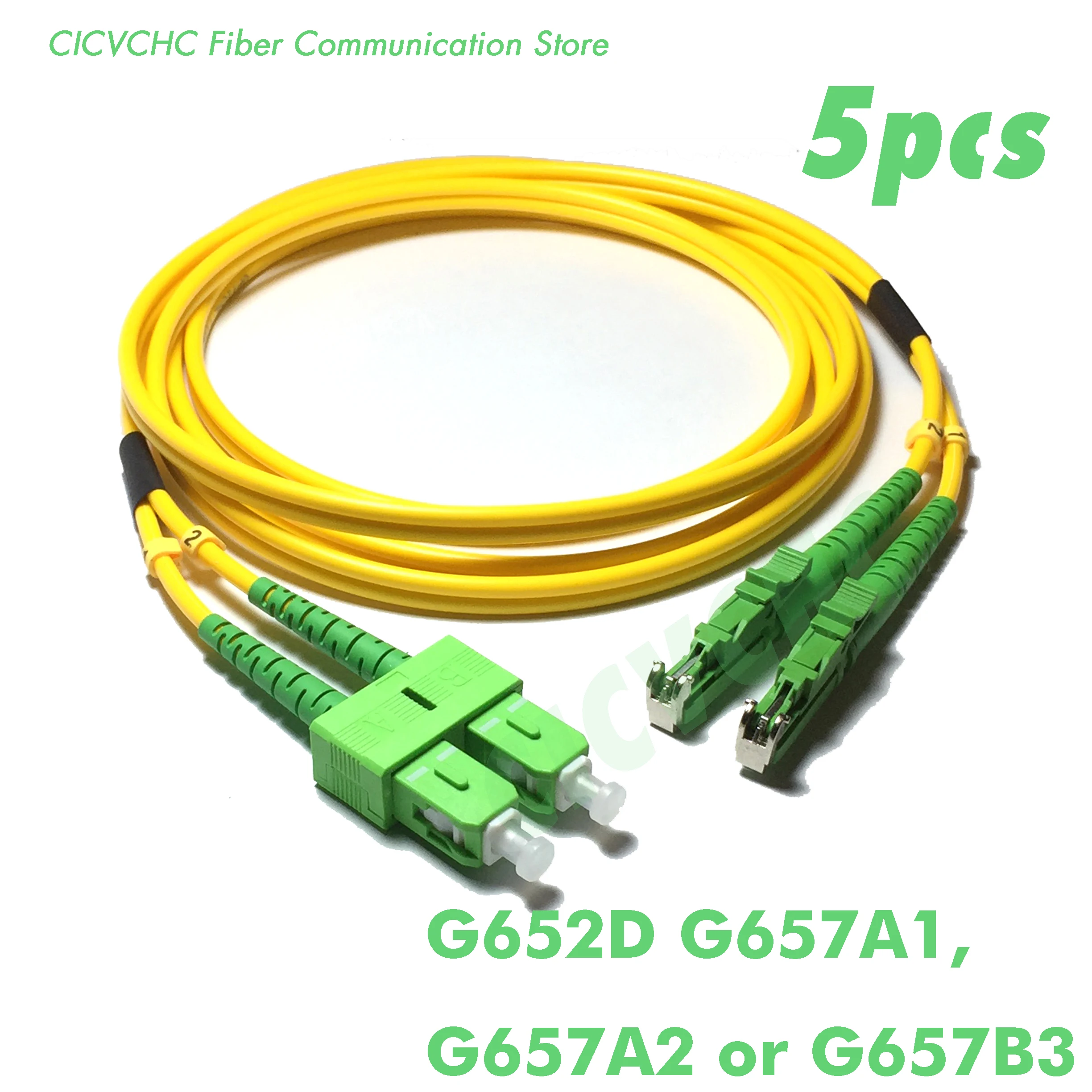 5 шт. дуплекс LSH(E2000)/APC-SC/APC волокна Patchcord-SM(9/125) G657B3, G657A2, G657A1 или G652D-1m, 2 м или 5 м-3,0 мм кабель Zipcord