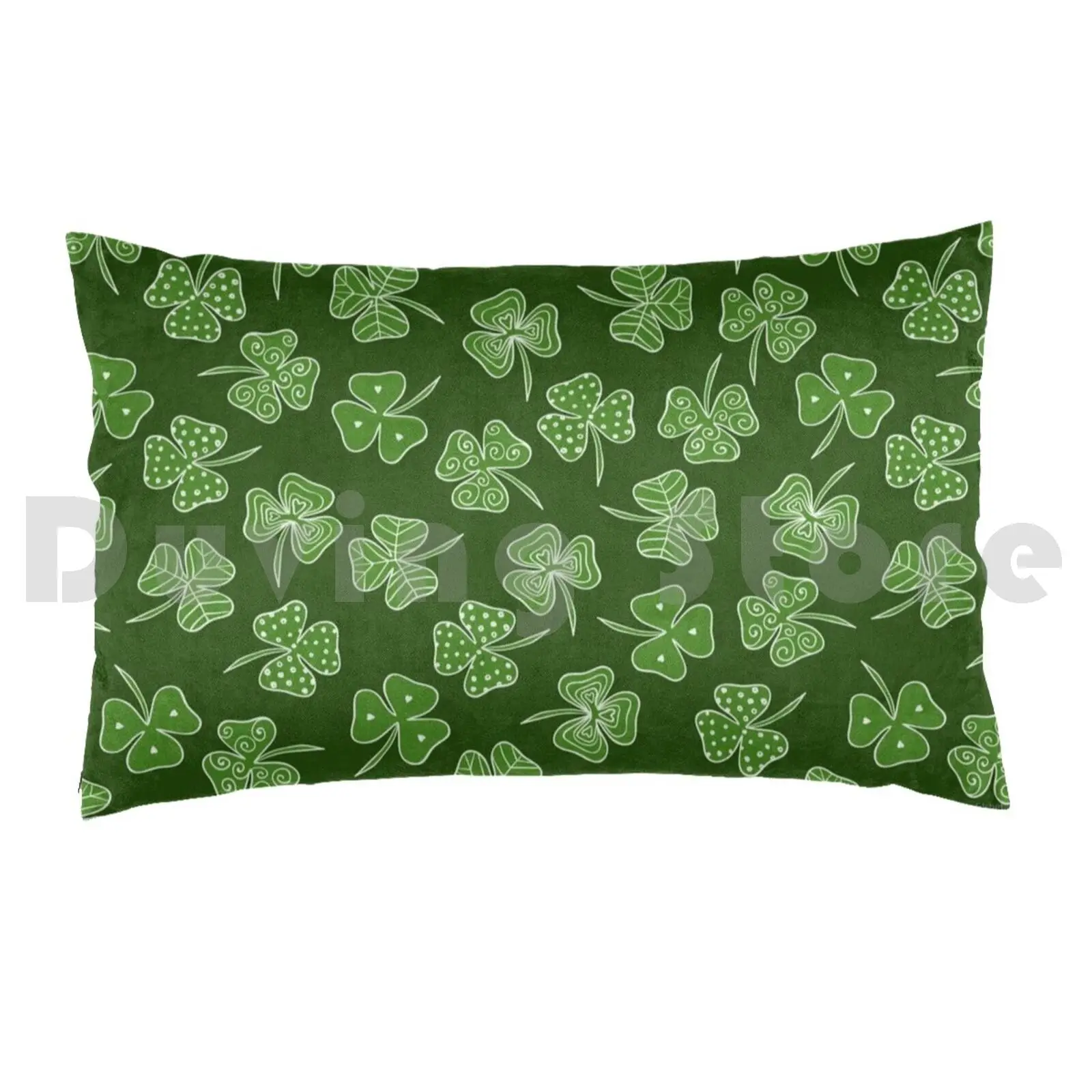 Shamrocks Pillow Case Printed 50x75 Green Leaf Clover Culture Holiday Luck Irish Nature Meadow Ireland