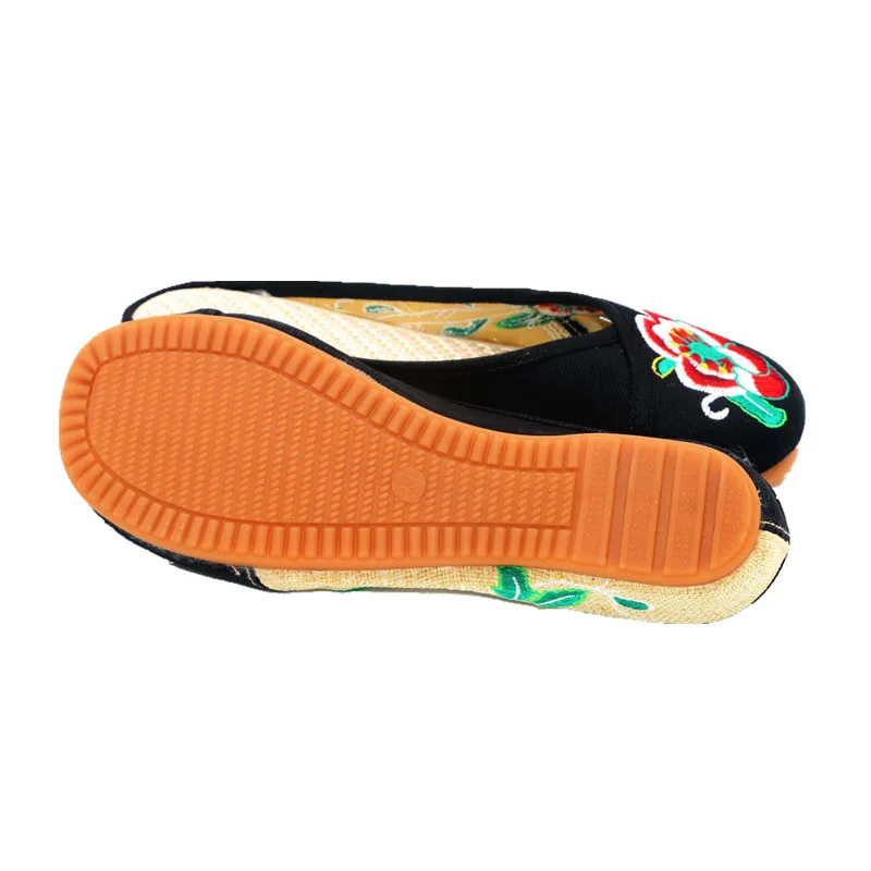 Zapatillas bordadas de estilo étnico para mujer, zapatos planos con Espalda descubierta, calzado de baile de ocio Floral para playa