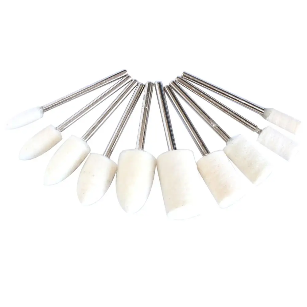20 peças de lã feltro montado polimento roda od 4-12mm cabeça de moagem para dremel broca ferramenta giratória 2.35mm haste