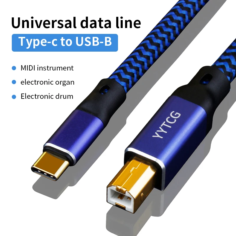 YYTCG Hifi kabel USB typu C do typu B 6N OCC kabel danych Hifi uniwersalna linia danych kabel USB Audio