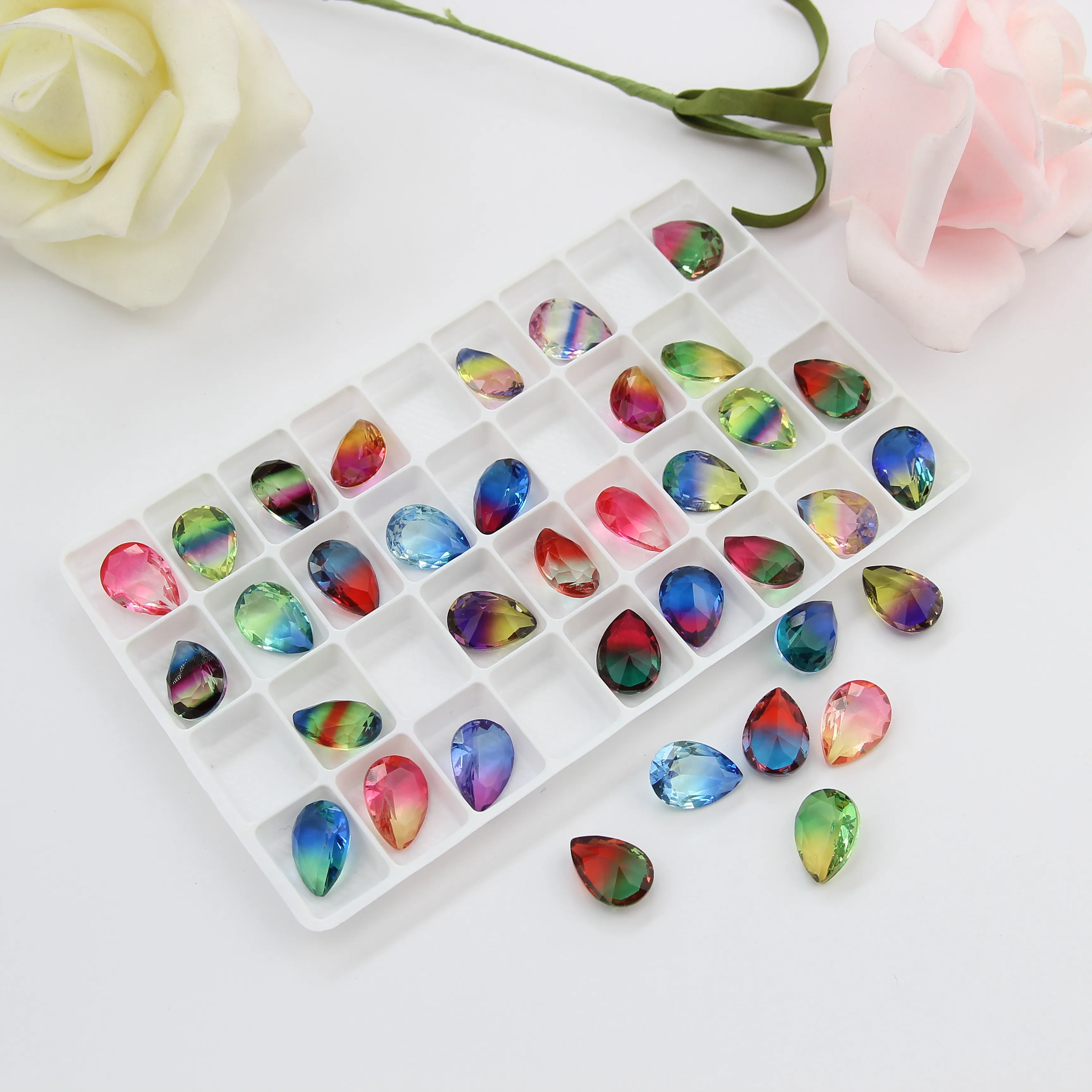 4320 pear fancy stone Mix Colors Tourmaline Rhinestone teardrop K9 Glass Crystal 10*14 mm drop Tourmaline for diy jewelry