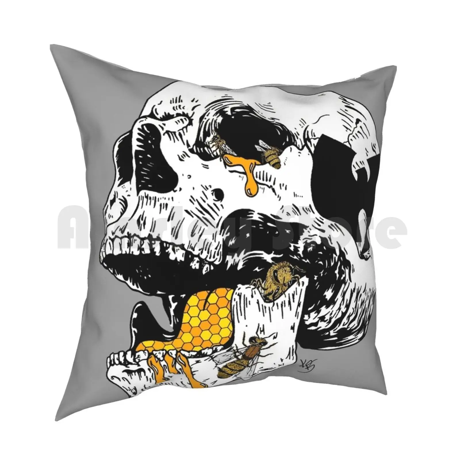 Pillow Case Printed Home Soft DIY Pillow cover Rap Music Skull Honey Bees Bee Killabees Rizza Black Yellow White Cool Sick