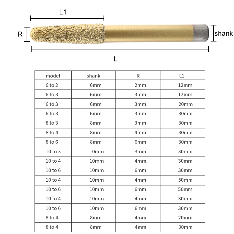 1pcs Taper Stone Carving Knife Cutting Machine Marble Relief Diamond Milling Cutter CNC Milling Machine Brazing Drill Bit