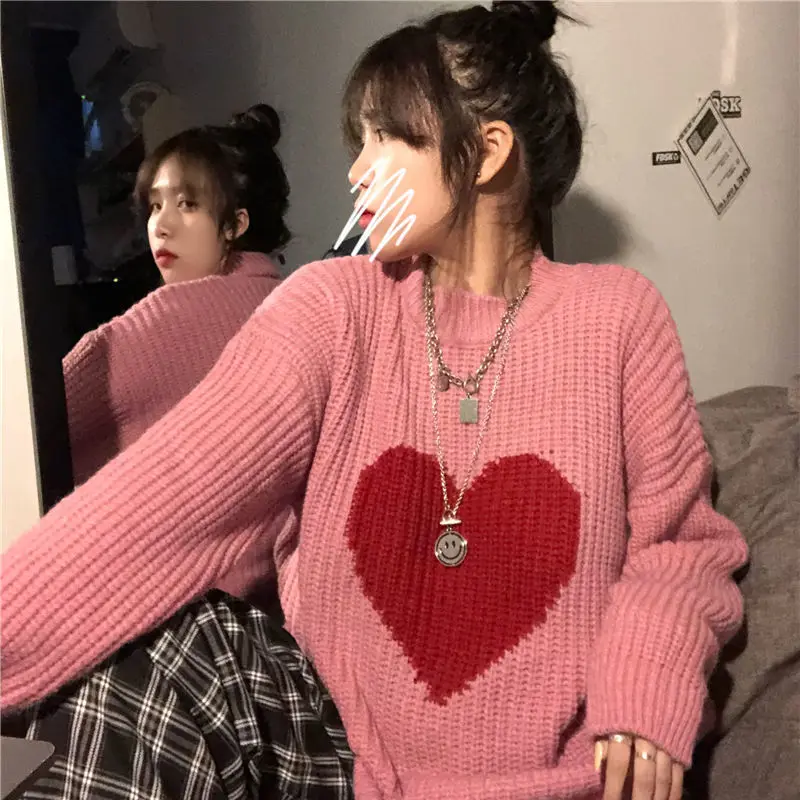 Sweater Pullovers Womens Spring Warm Lovely Retro Fashion O-neck Soft Loose All-match Students Knitted New Chic Korean Style Fit