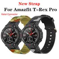 Camouflage Silicone Strap For Amazfit T-Rex Pro Smart Watch Band Metal Connector Sports Belt For Xiaomi Huami Amazfit T REX Pro