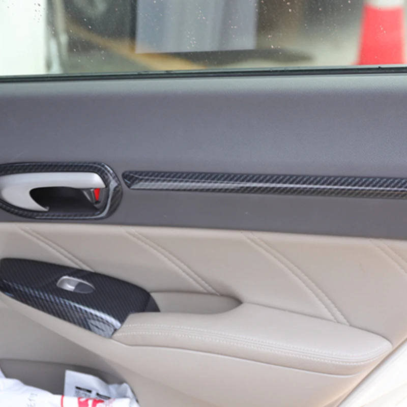 For honda civic 2006-2011 car Power window switch Window lifter trim, Carbon fiber pattern Interior Door sticker 2007 2008 2009