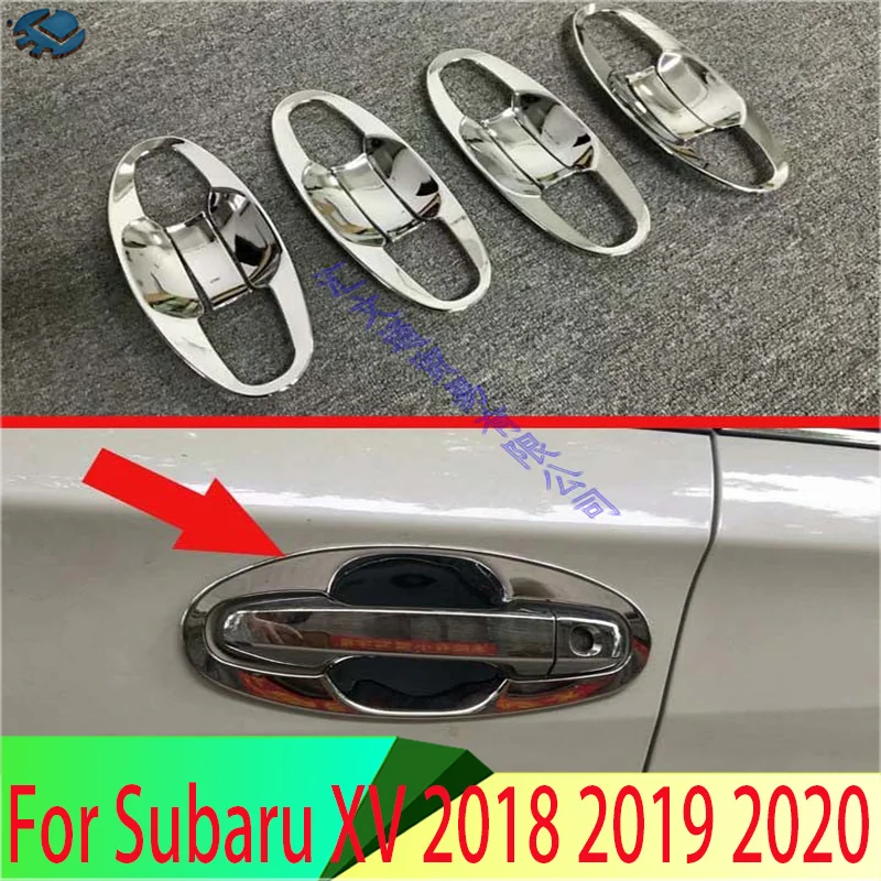 For Subaru XV 2018 2019 2020 ABS Chrome Door Handle Bowl Cover Cup Cavity Trim Insert Catch Molding Garnish