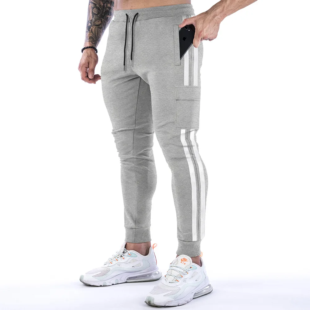 2021 New Muscle Fitness Running Training Sports Cotton Trousers Men\'s Breathable Slim Beam Mouth Casual Health Pants