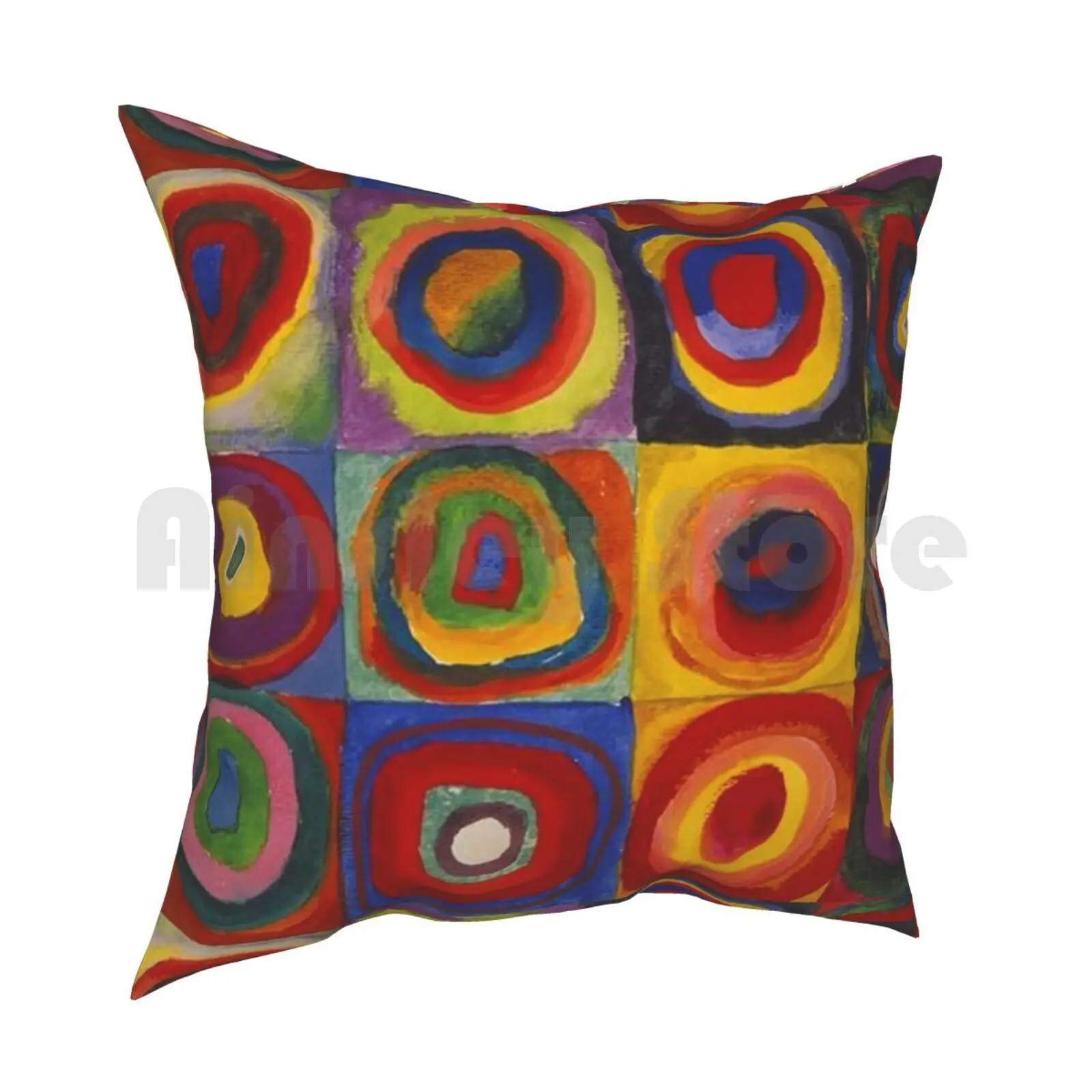 Wassily Kandinsky , Colour Study , Squares With Concentric Circles. Pillow Case Printed Home Soft DIY Pillow cover Wassily