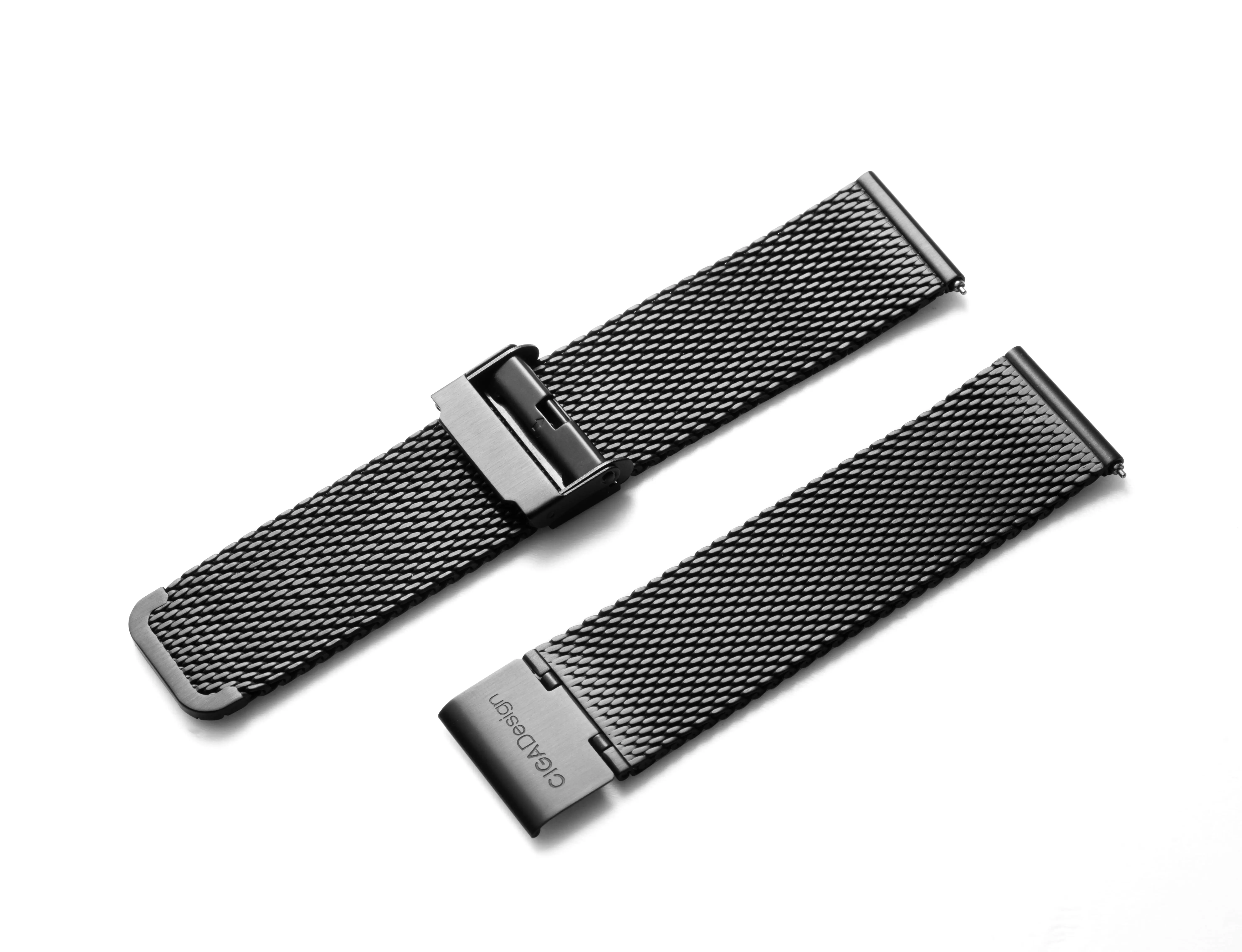 CIGA Design 22mm Watch Straps Silver / Black Milanese 304 Stainless Steel Watchband Quick-Release Bracelet for Men Wrist Watches