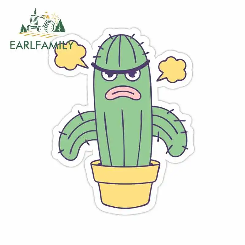 EARLFAMILY 13cm x 10.3cm Angry Cactus Funny Car Stickers Fashion Vinyl Decal Sticker Car Truck Pinup Hip Hop Bumper Decoration