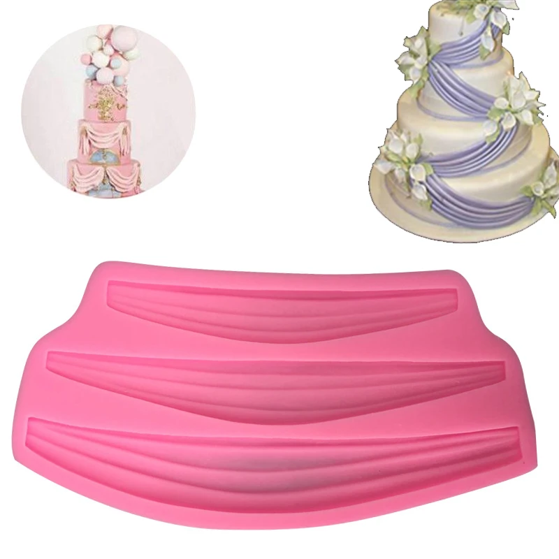 Classic Swag Cake Decorating Mold wedding lace cake border Ribbon curtain Fondant sugarcraft Gumpaste silicone molds