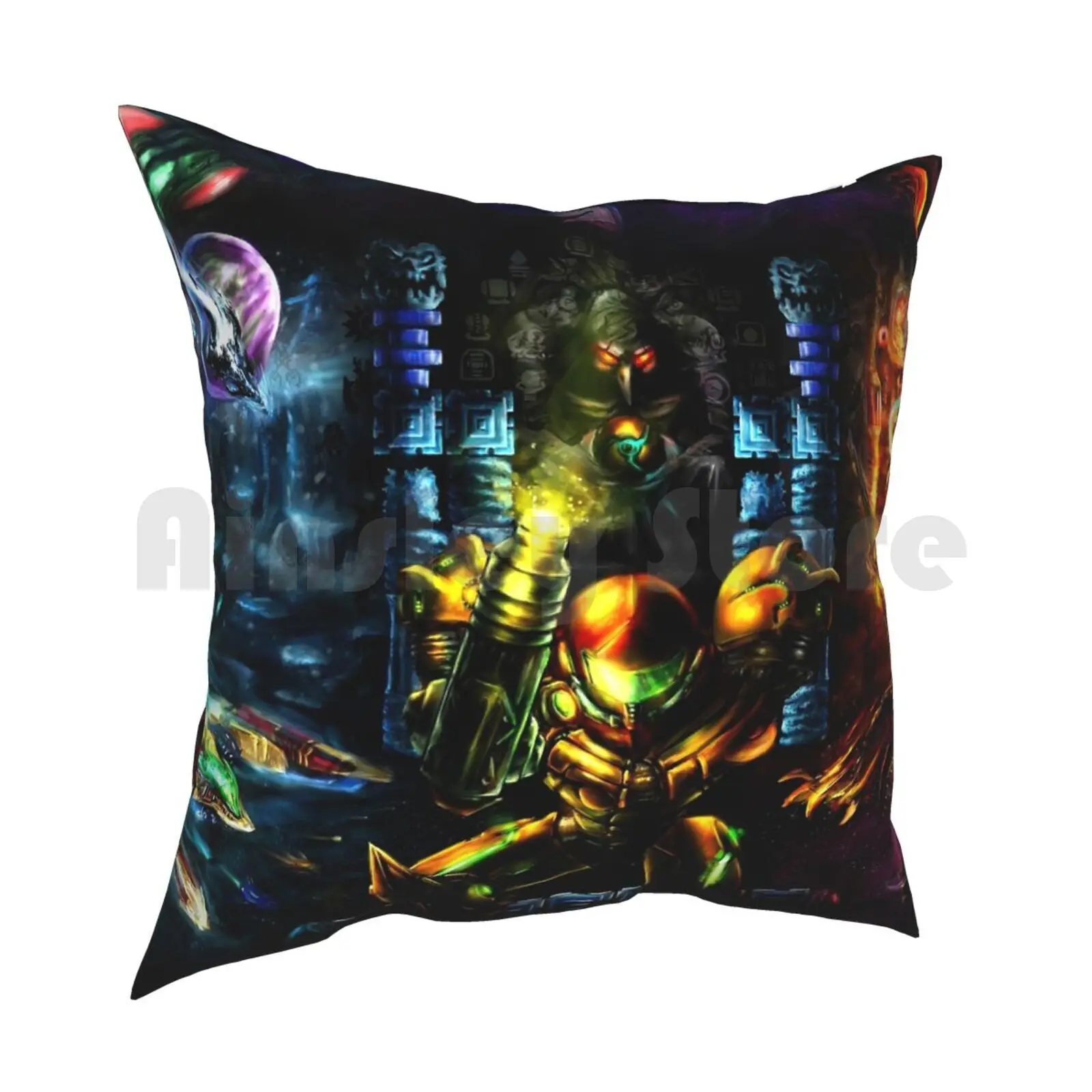 Harmony Of A Hunter : 25 Years Of Metroid Pillow Case Printed Home Soft DIY Pillow cover Metroid Video Games Hunter Samus