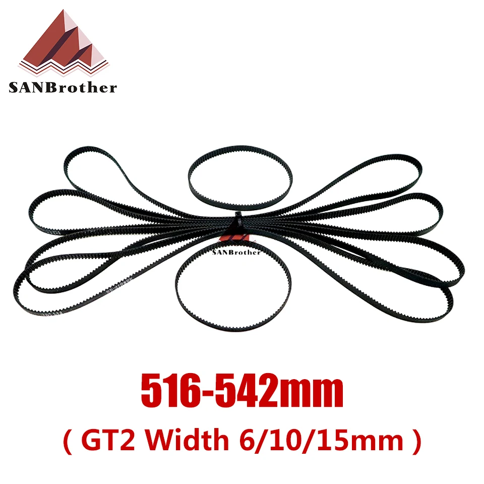 

3D Printer Parts GT2 Closed Loop Timing Belt Rubber 2GT 6mm516 518 520 522 524 526 528 530 532 534 536 538 540 542mm Synchronous