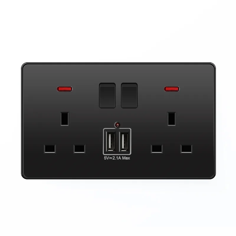 13A UK Switch Socket panel,Swiched Sockets With USB Ports,USB plug Wall Outlet,Wall power Socket Outlets,Electrical outlets