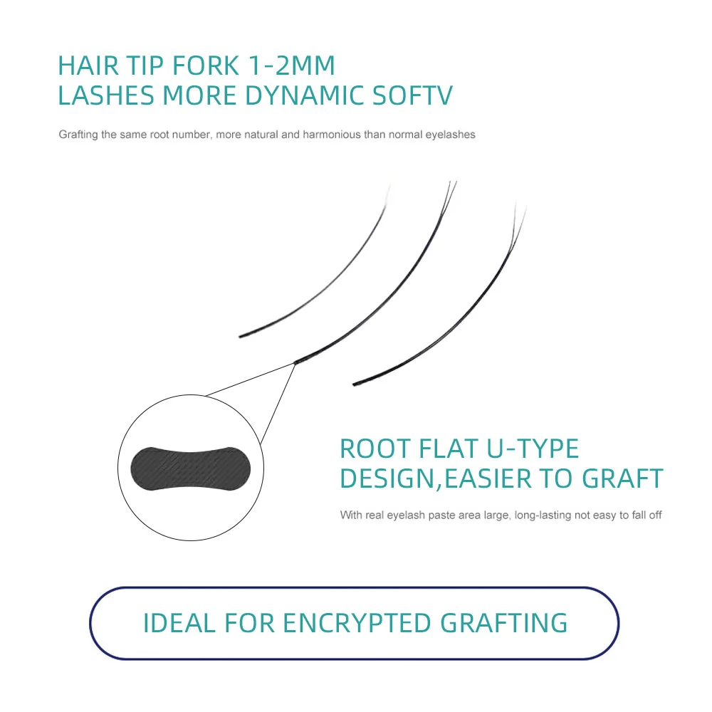 RUJADE Natural Ultra Air Soft Flat Ellipse Lashes Matte Black Faux Flat Individual Split-tips Eyelash Lash Extension Makeup