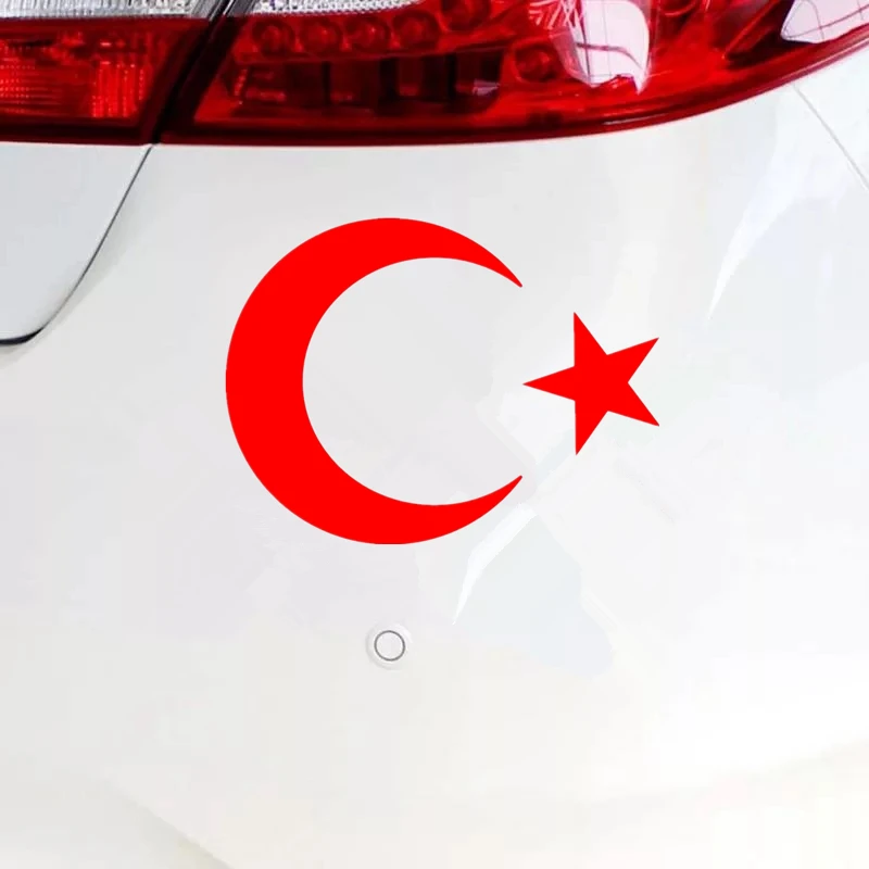 CK20160# Funny Vinyl Decal Turkish Flag Moon and Star Car Sticker Waterproof Auto Decors on Truck Bumper Rear Window