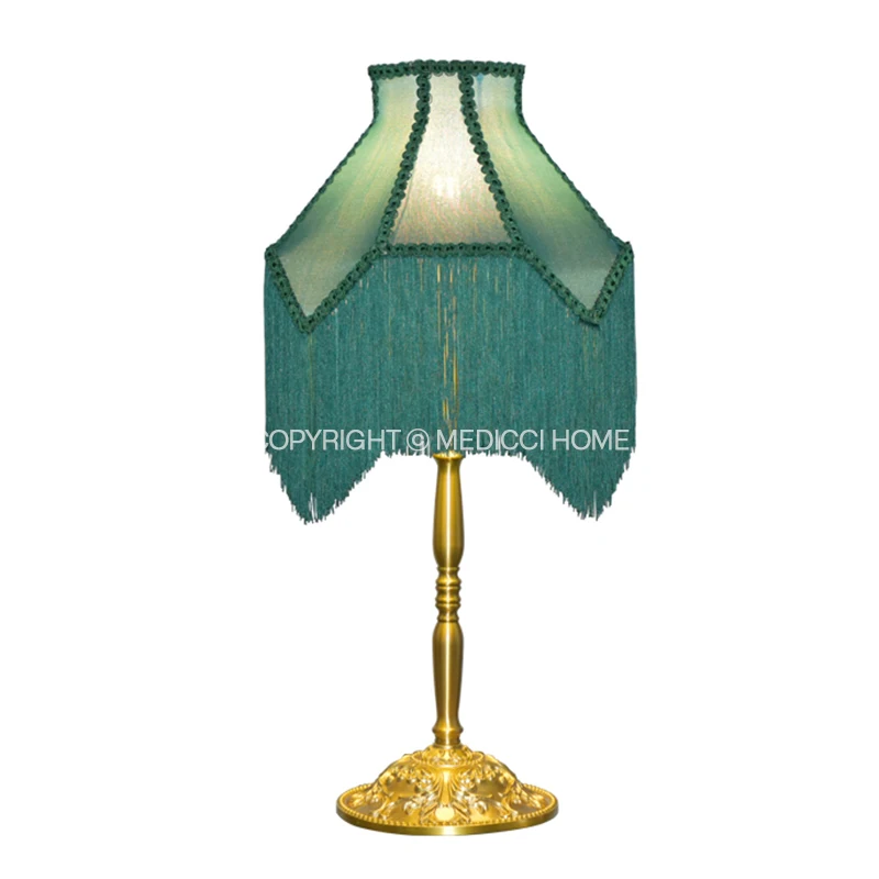 Medicci Home Boutique Art Deco Lampshade Malachite Green Lamp shade With Long Tassels Luxury Silk Oriental Handicraft Lampshades