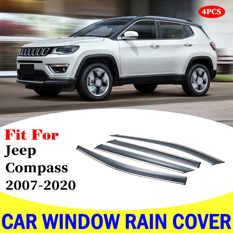 For jeep Compass 2007-2020 window visor car rain shield deflectors awning trim cover exterior rain cover trim car accessories