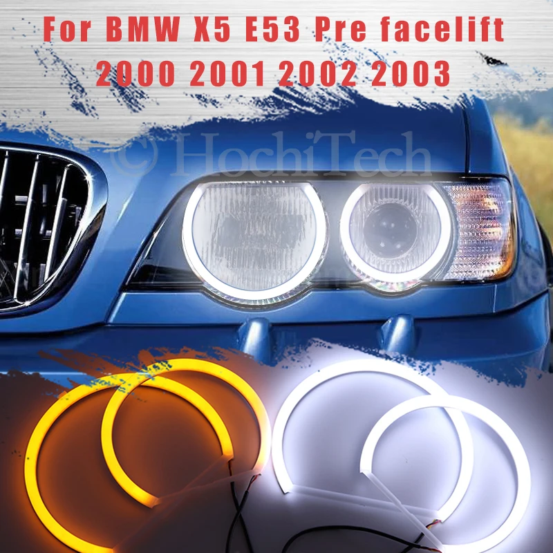 

LED SMD Cotton Light Switchback Angel Eye Halo Ring DRL Kit for BMW X5 E53 Pre Facelift 2000 2001 2002 2003