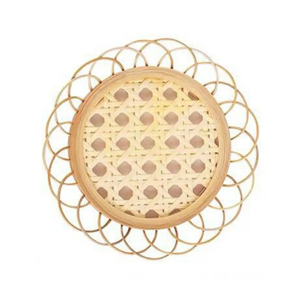 Vintage Lace Design Neutral Minimalist Wicker Boho Indie Style Coasters for Living Room