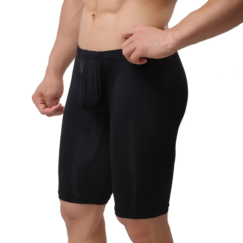 Bóxer largo ultrafino de seda de hielo para hombre, ropa interior de dormir, pantalones de verano, 2 unids/lote