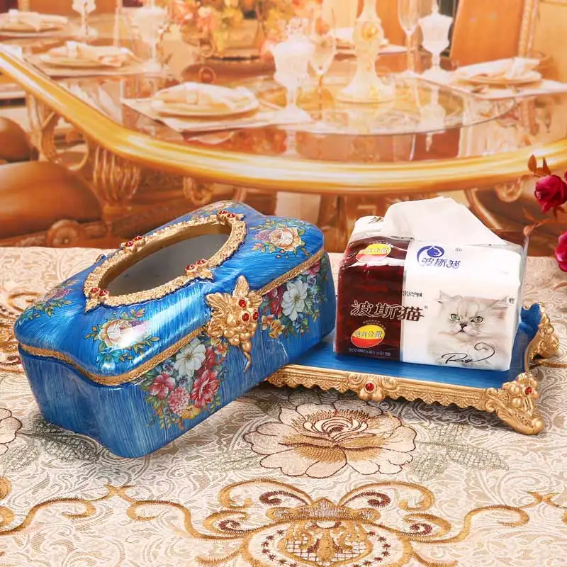 European style living room decorative resin napkin box creative drawer tea table table furnishings