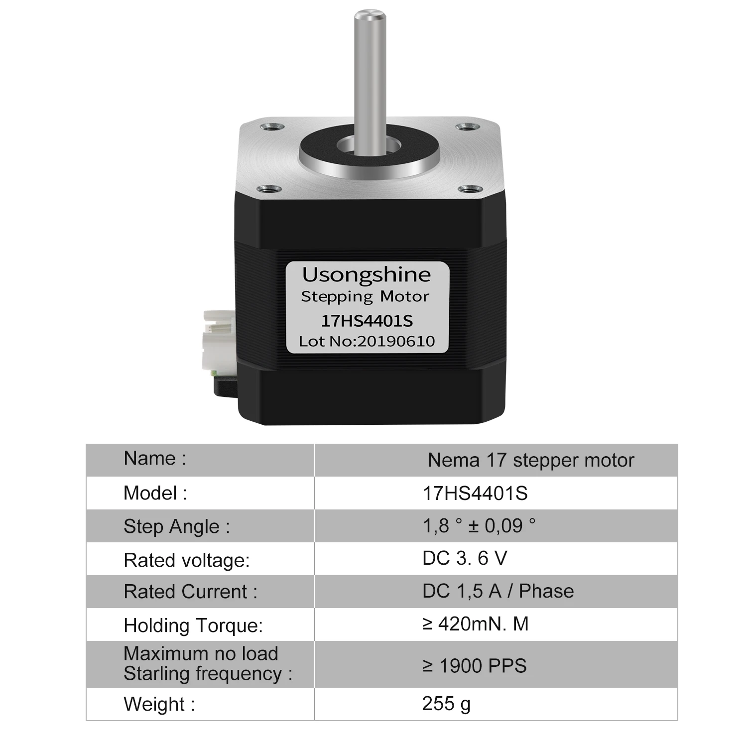 Usongshine Nema17 silnik krokowy 17HS4401S 1.5A Nema 17 42BYGH 17HS4401 4 Lead dla 3D drukarki XYZ najczęściej oglądane-grawer CNC