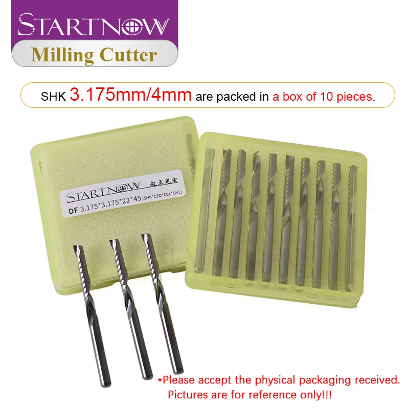 Startnow 10Pcs/Lot MDF Milling Cutter Tungsten Steel CNC Router Engraving Bit One Flute Spiral End Mill PVC Plastic Cutting Tool