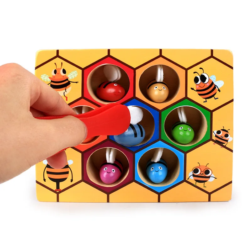 Kids Bijenkorf Game Board Montessori Speelgoed Kleur Cognitie Clip Kleine Bee Jigsaw Speelgoed Houten Leren Educatief Bijenkorf Games Jigsaws