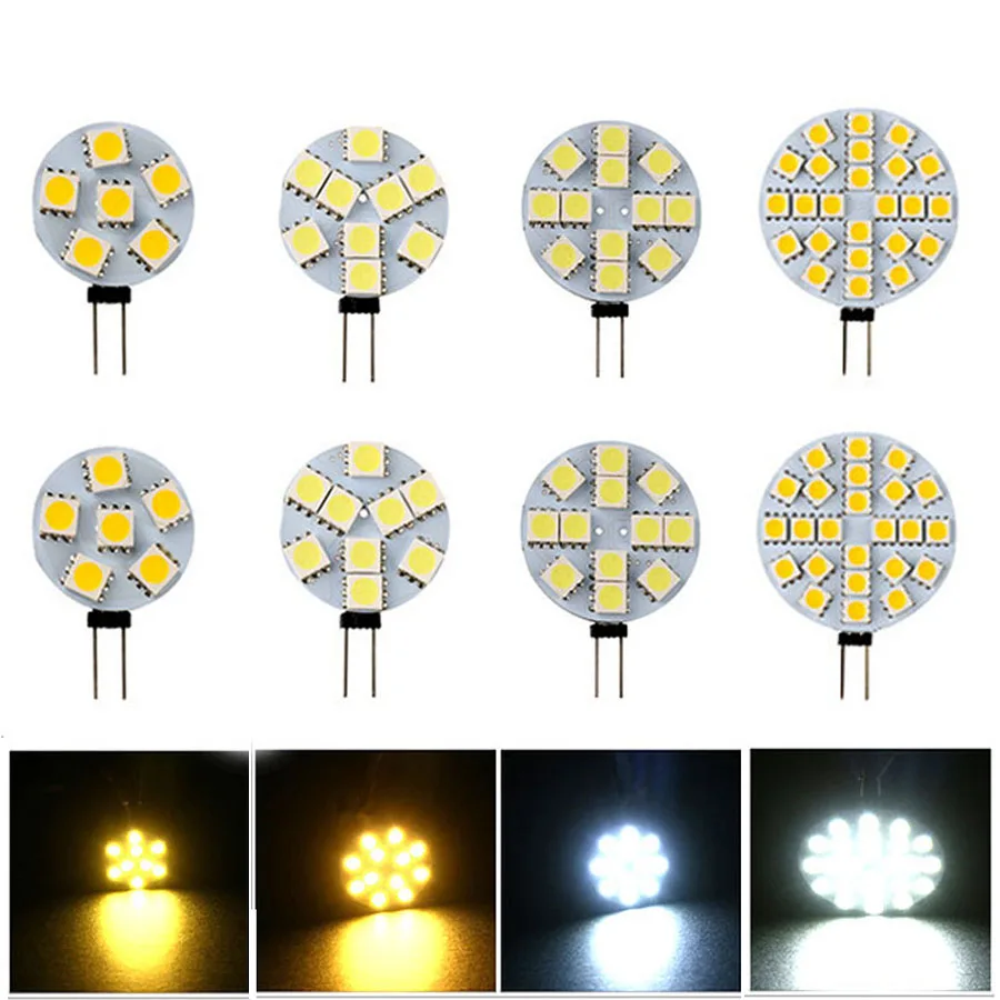 

10pcs SMD5050 AC/DC12v 1.8w 2.5w 3w G4 Led Lamp Light White Warm White 120degree