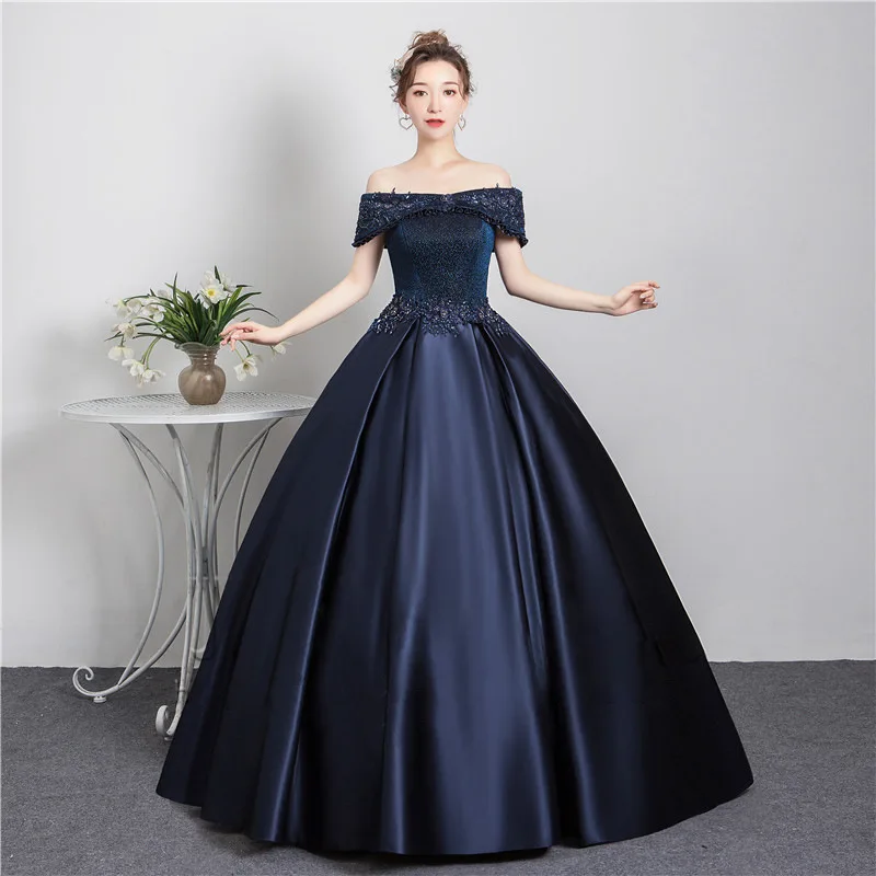 Vestido De baile De graduación De satén clásico Vintage, traje De quinceañera personalizado, hombros descubiertos, novedad De 2023