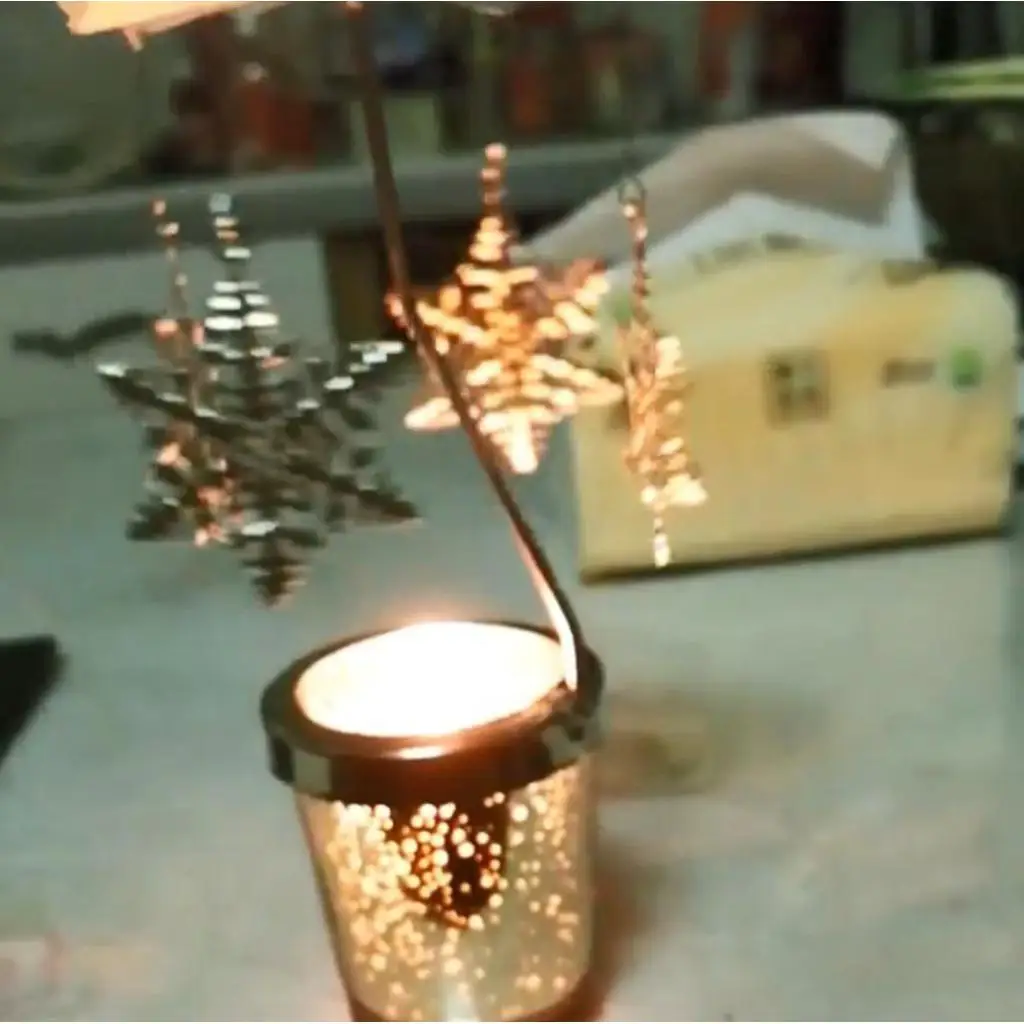 Auto Spining Tea Light Candle Holder Windmill Candlestick for Wedding Christmas Party Festival Decoration Home Bar Ornament