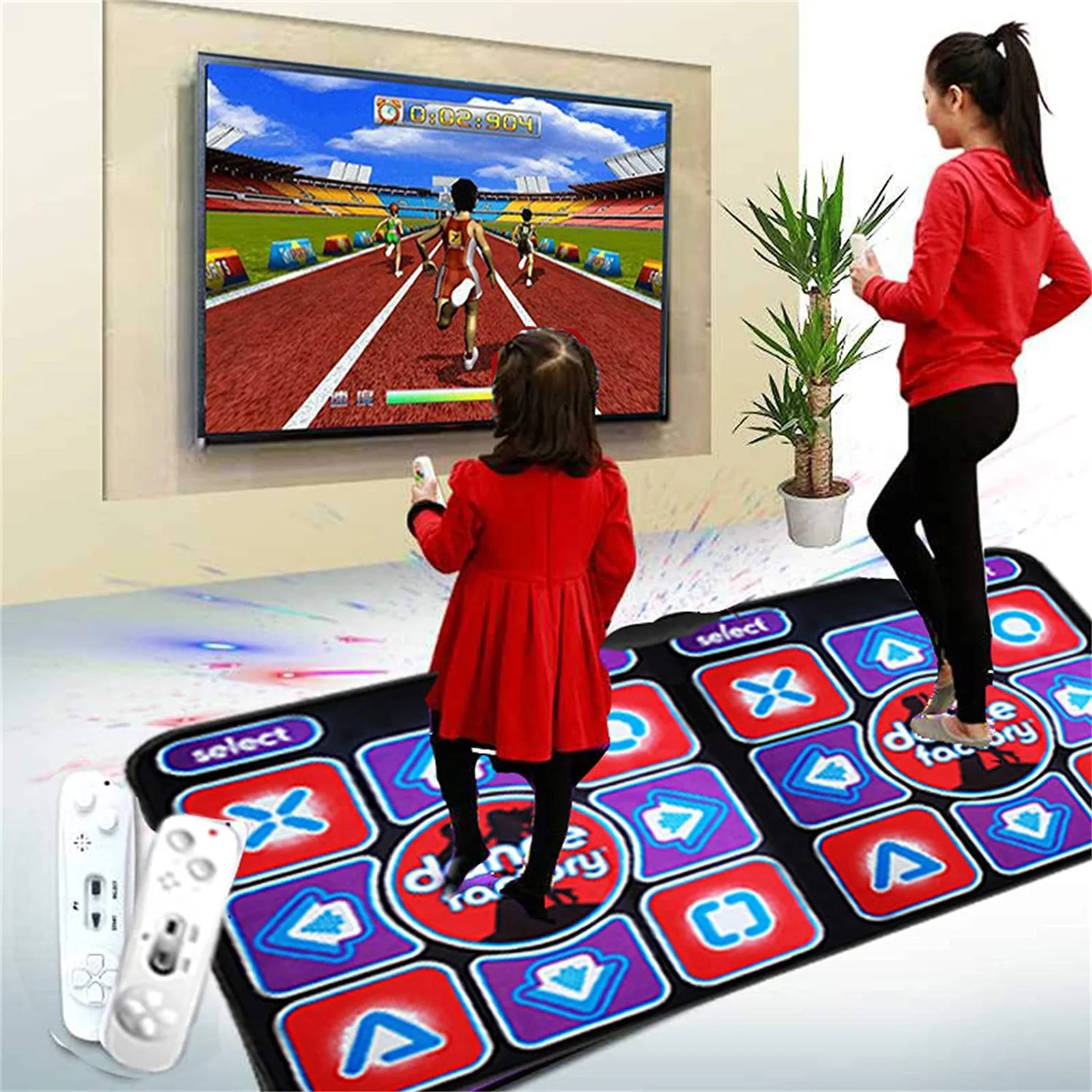 Double Dancing Mat Double User Wireless Dance Mat Game Non-Slip with 2 Remote Controller Multi-Function for PC TV NSV775