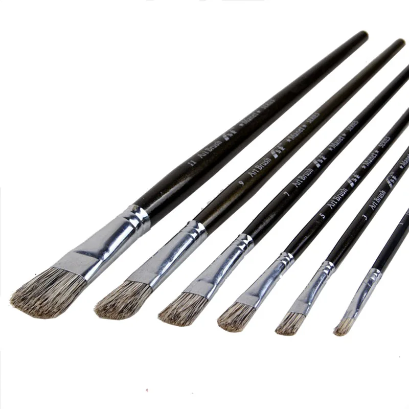 6pcs/Set,High Quality flower pig bristle tongue peak oil painting brush suit art supplies painting pen painting brush in paint