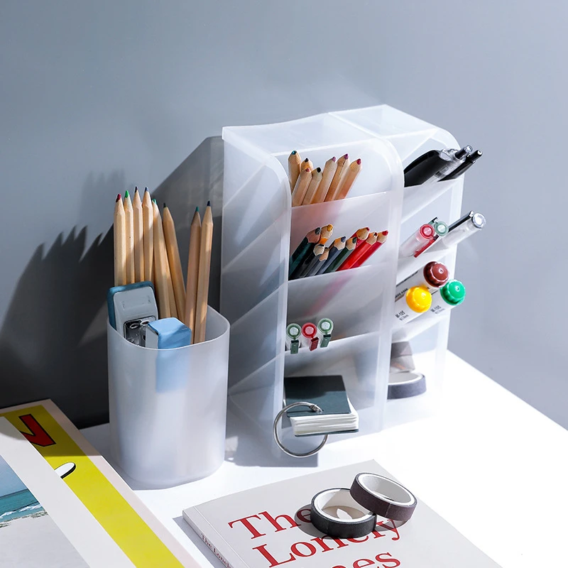 1pcs Creative Multifunctional Grid Desktop Organizer Pen Holder Makeup Storage Box School Office Accessories Stationery