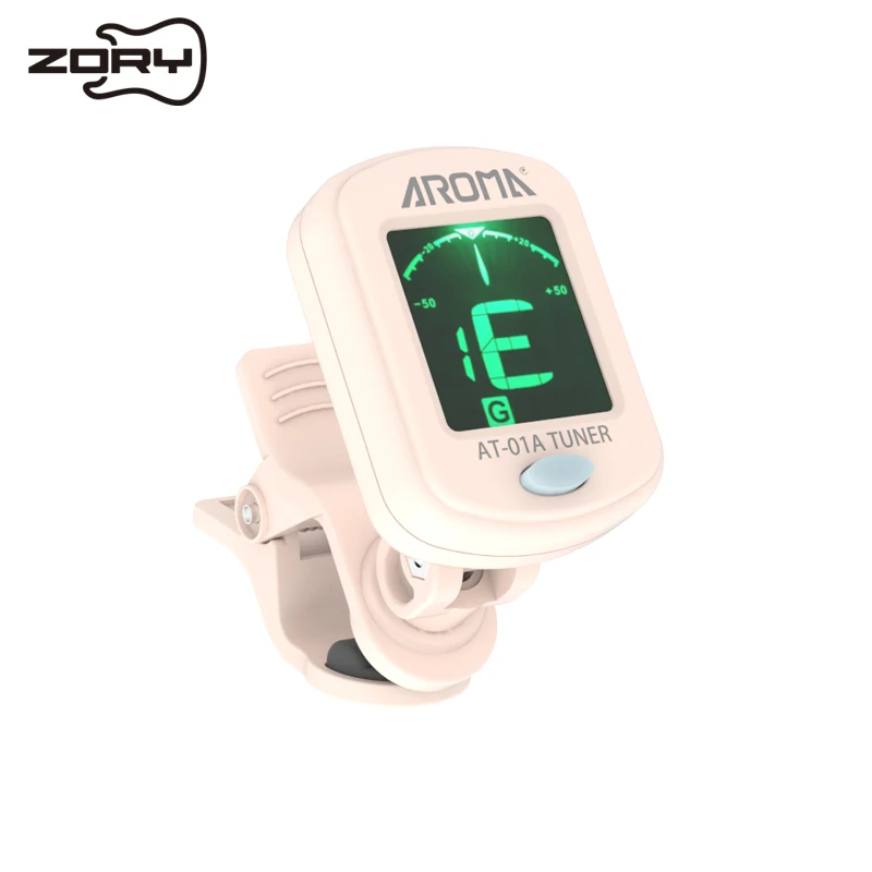 AROMA Colorful AT-01A Guitar Tuner Rotatable Clip-on Tuner LCD Display for Acoustic Guitar Bass Ukulele Guitar Accessories