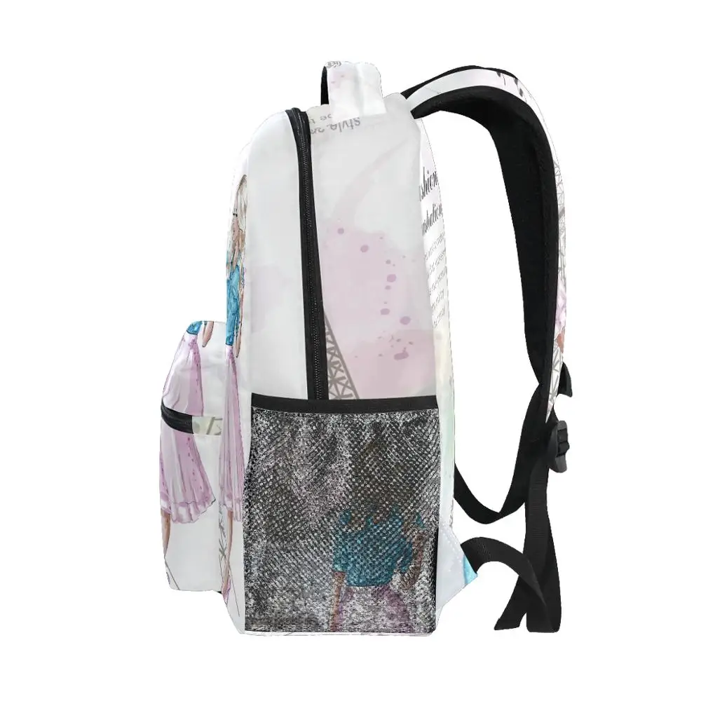 ALAZA Fashion Backpack School Bags for teenager girls Eiffel tower Prints Backpack Student Elementary Schoolbags ladie Book Bags