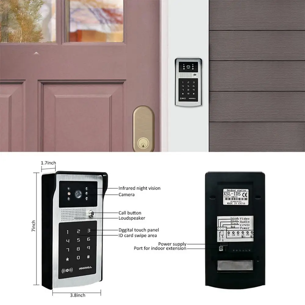 7 Inch WiFi Smart Video Door Phone Intercom System with AHD Wired Doorbell Camera Home Security Record Remote Unlock For Villa
