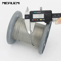 304 Stainless Steel 7x7 Wire Rope 50M/100M Softer Fishing Lifting Cable 0.5/0.6/0.8/1.0mm Diameter Included Aluminium Sleeves