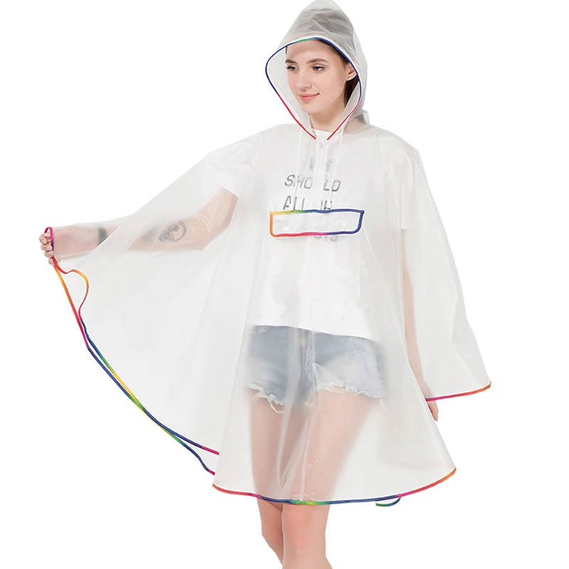 

New Fashion High Quality Rain Cap Waterproof Reusable Plastic EVA Women Rain Cape Raincoat Men Hooded Poncho For Hiking Riding