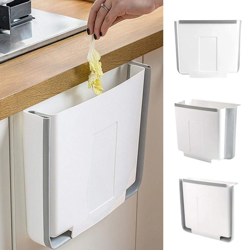 

Foldable Trash Can Kitchen Hanging Trash Can Collapsible Waste Bin for Cabinet Door Car