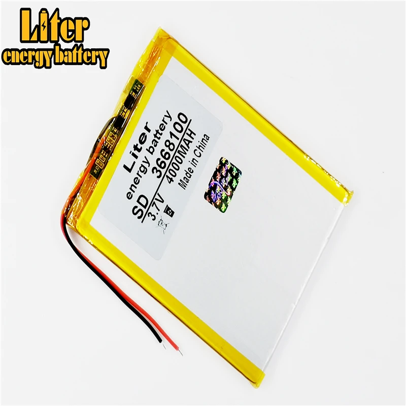 بطارية ليثيوم بوليمر قابلة لإعادة الشحن ، 3.7 فولت ، 4000 مللي أمبير ، 3668100 ، لـ Mp3 ، MP4 ، MP5 ، PS ، للكتب الإلكترونية