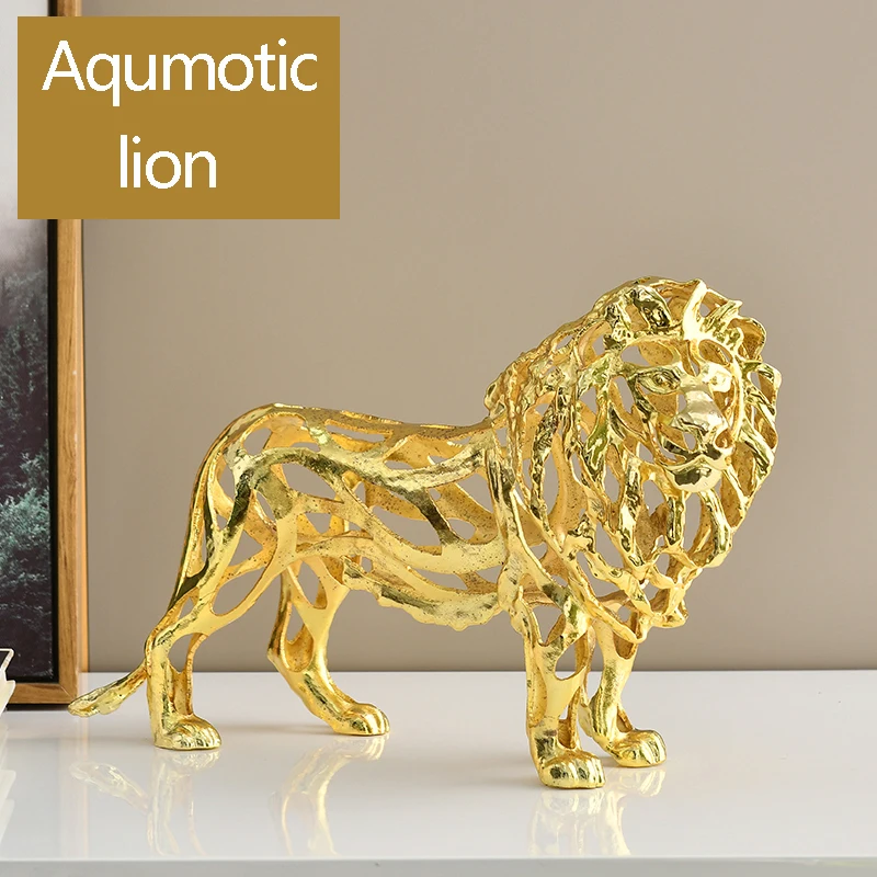 Aqumotic Simulation Metal Animal Tiger Lion Leopard 1pc Zinc Lucky Red Wine Shelf Desk Ornaments Home Decorations