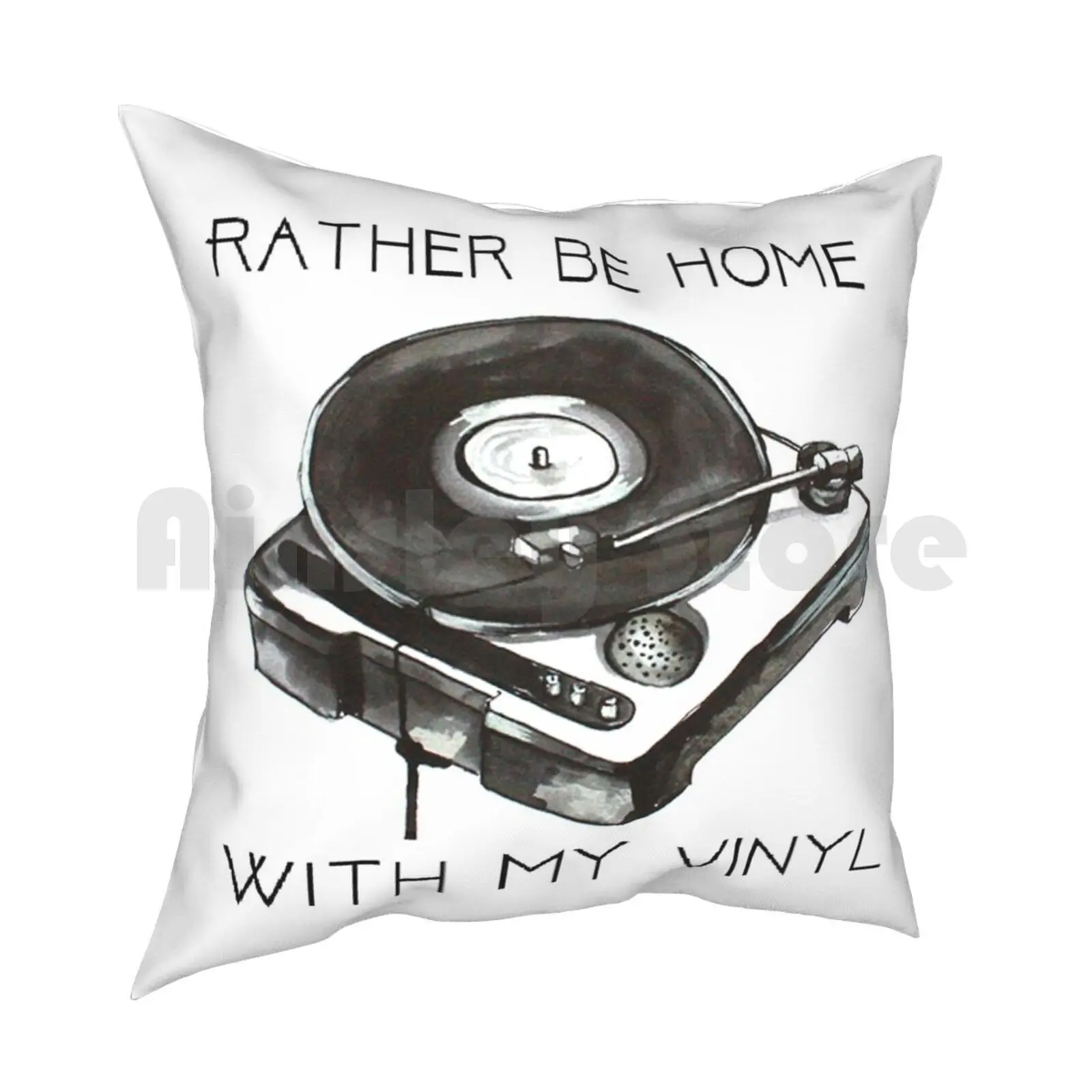 Rather Be At Home With My Vinyl Pillow Case Printed Home Soft DIY Pillow cover Retro Vinyl Vinyl Records Vinyl Phonecase